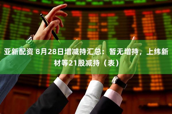 亚新配资 8月28日增减持汇总：暂无增持，上纬新材等21股减持（表）